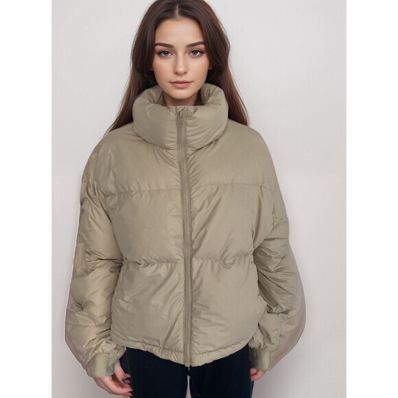 Oak + Fort Puffer Jacket Women Sz L Beige‎ Duck Down Winter Snow - Picture 1 of 12